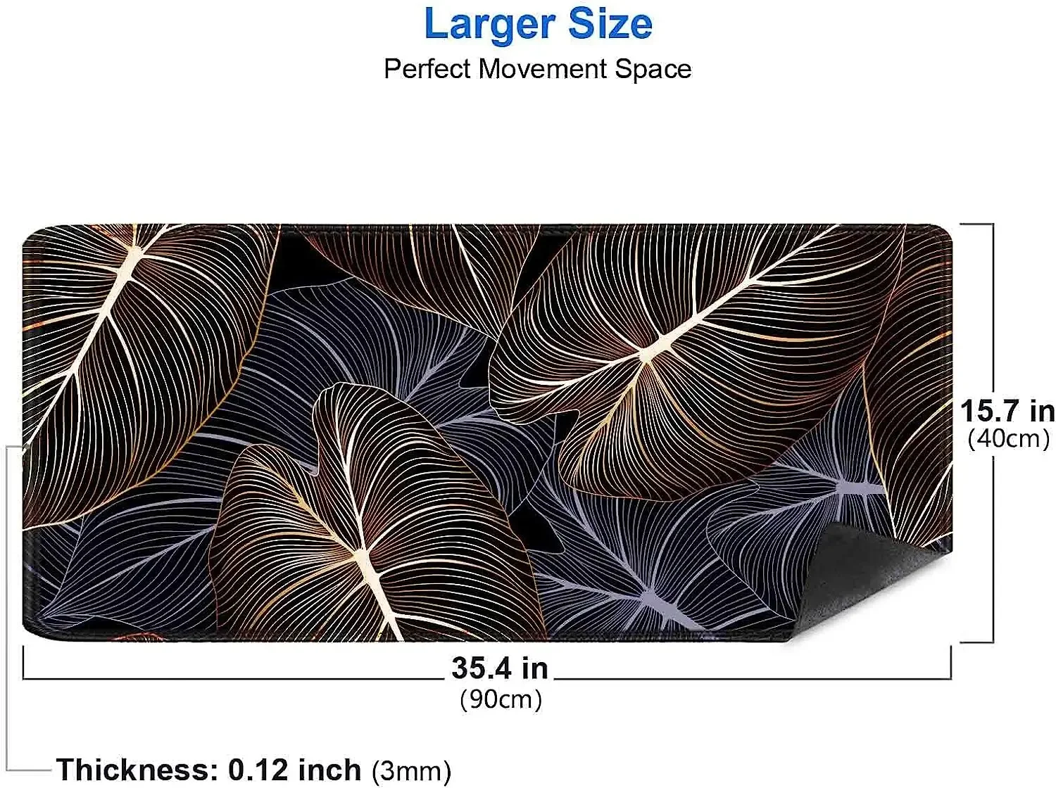 Gaming Large Mouse Pad for Desk 35.4 x 15.7  Big Size Abstract Art Tropical Palm Leaves Mouse Pads Long Computer Mousepad