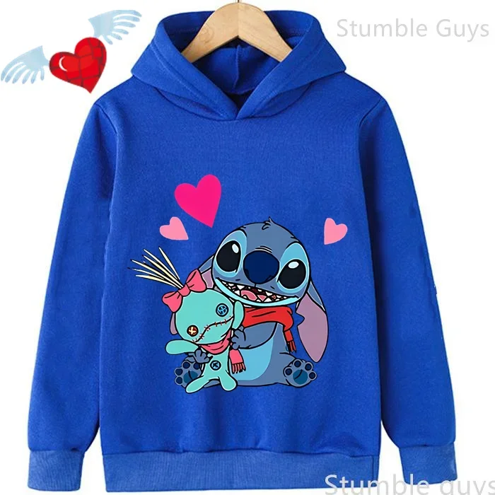 

Autumn Kids Disney 3-12Y Stitch Kawaii Sweatshirt Trucksuit Warm Fashionable Boys Clothes Girls