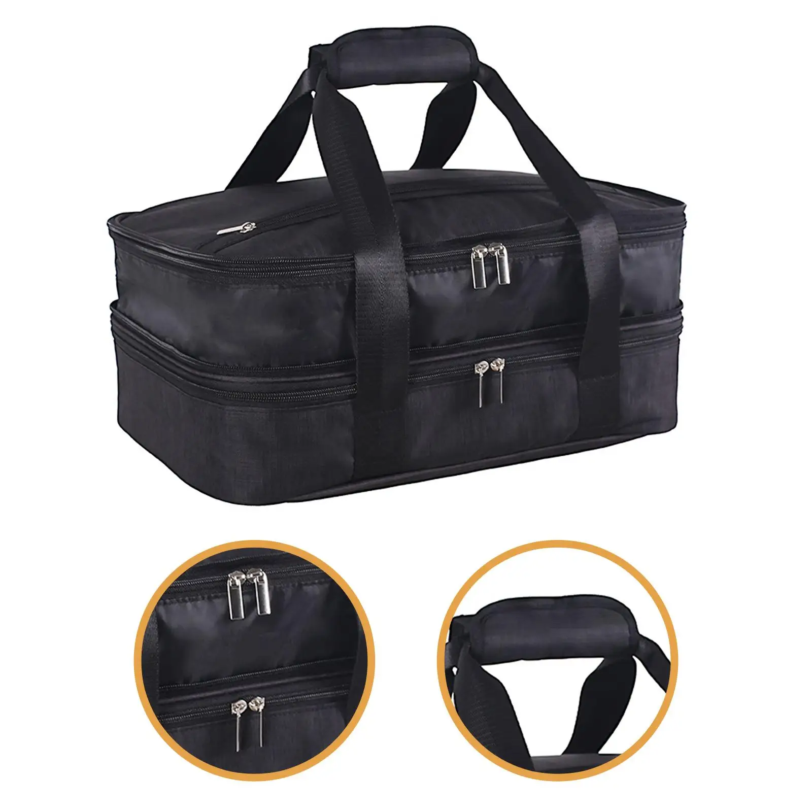 Food Delivery Insulated Bag Pizza Warmer Thermal Pouch Carrier with Double Zipper Oxford Cloth Portable Holder for Commercial