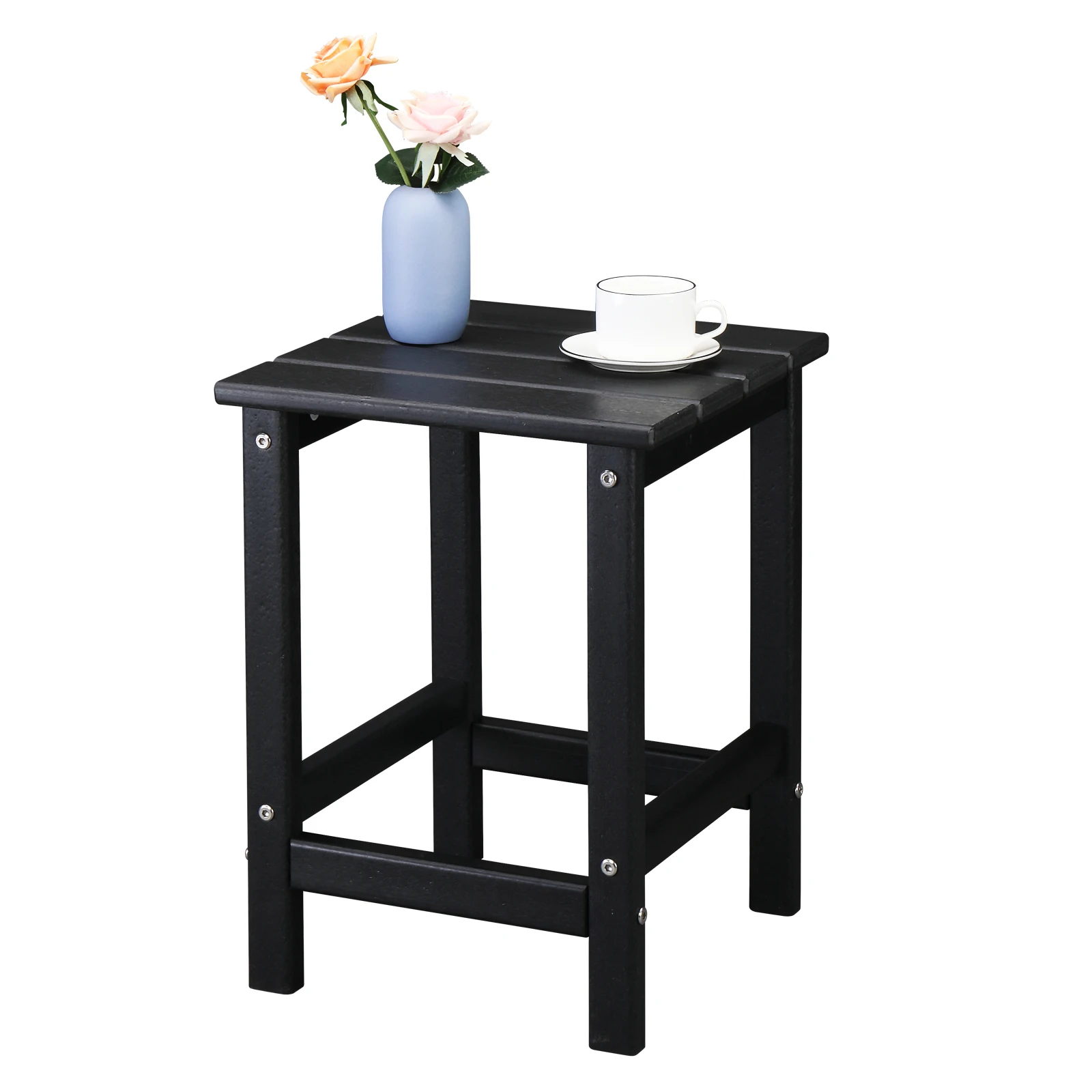 36*36*47cm 단일 레이어 사각형 HDPE 사이드 테이블 블랙
