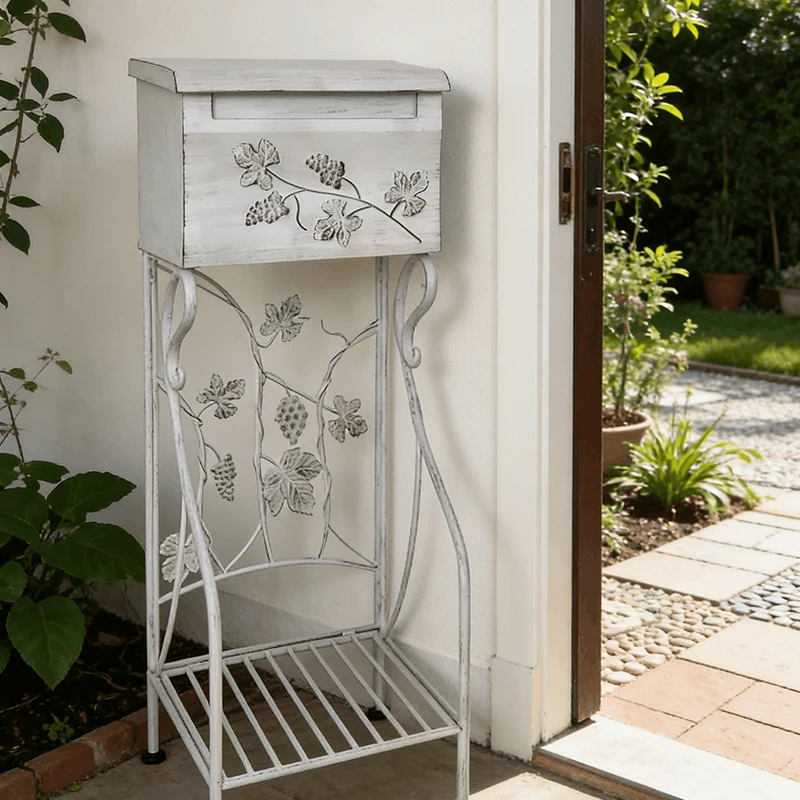 Lockable secure storage metal mailbox, large galvanized steel parcel delivery box, outdoor rainproof mailbox, and flower rack