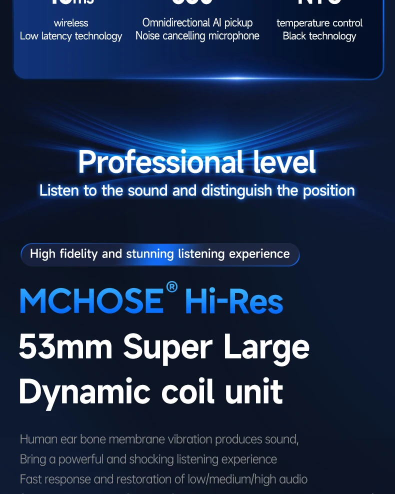 MCHOSE V9 Pro Elektronisches Sport-Headset Drei-Modus-Gaming USB Kabellos 7.1-Kanal Surround Sound Tragbares Headset mit Mikrofon – Detail 3