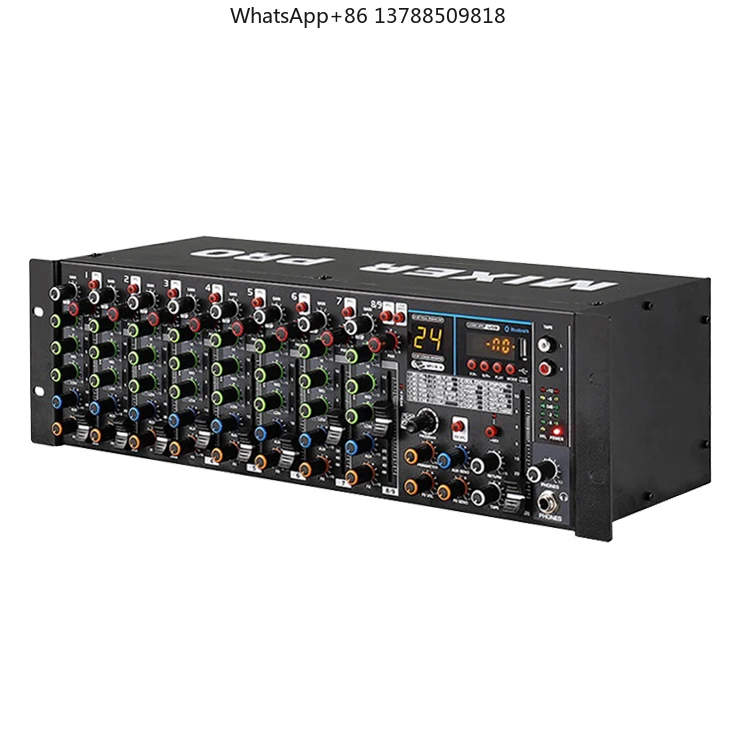 Hot Selling 9-Channel 24 Digital DSP Effect Professional Audio Mixer USB Bluetooth Metal Construction Stage Performance Black
