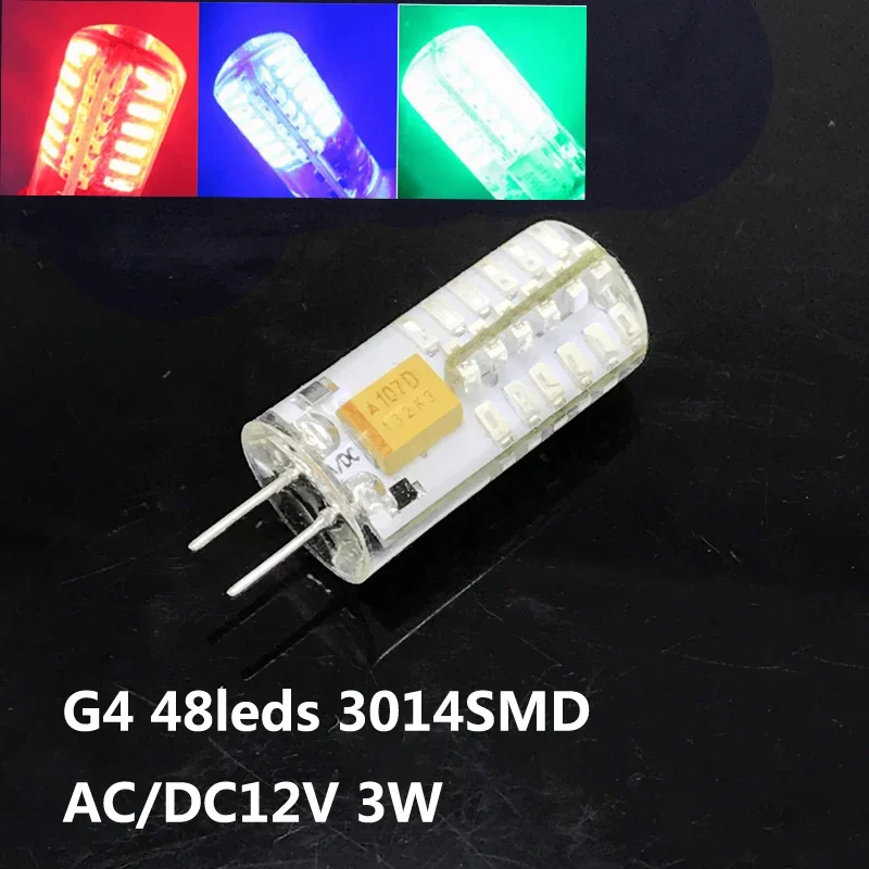 

Mini G4 LED COB Lamp Silicone Bulb 2W/3W 3014SMD Red/Blue/Green AC DC 12V Candle Lights Energy-saving Chandelier Night Light