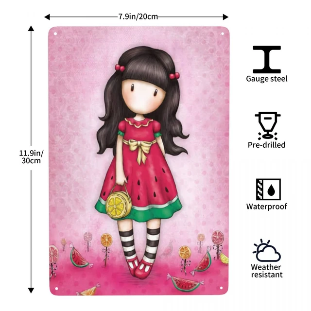 Personajes animados Santoro Gorjuss letrero de hojalata de Metal rectangular letrero de muneca de dibujos animados personalizado placas puerta barras de jardin decoracion de pared AliExpress 15