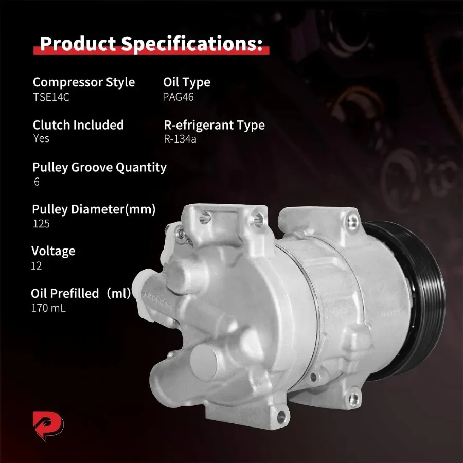 Kompresor AC dengan Kopling Kompatibel dengan Corolla 2011-2013 dan Matrix 2013 Dirancang untuk Mesin L4 1.8L dan 2.4L Menawarkan Kecepatan Tinggi