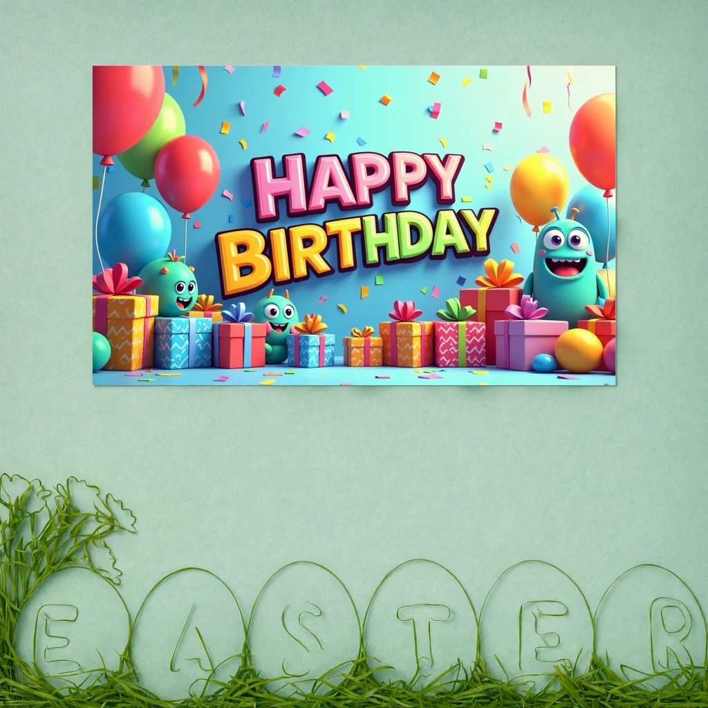 Gift Themed Birthday Banner Party Decoration Celebration Background Banner Photography Props Backdrop