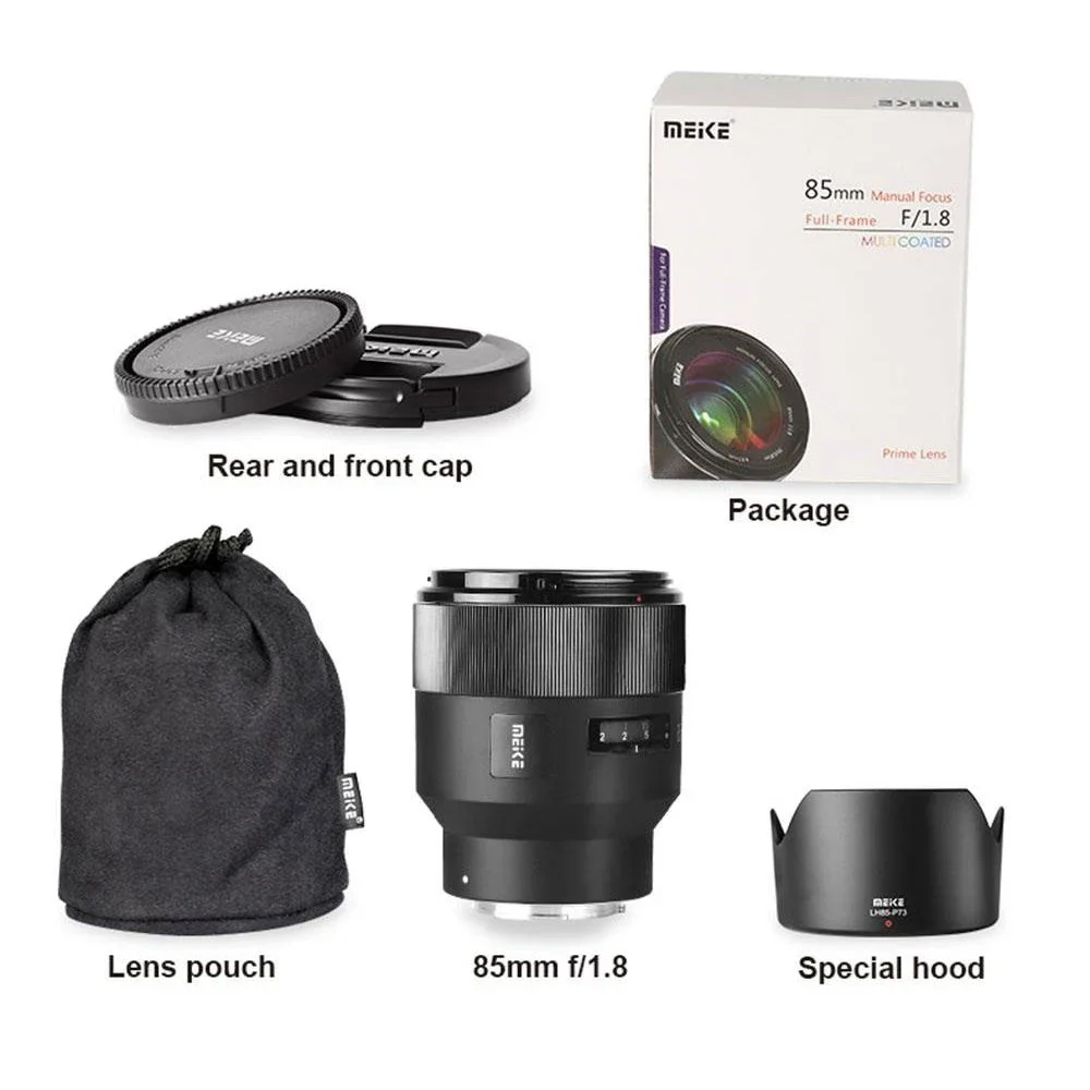 

Meike 85mm F1.8 Fixed Focus E Mount Manual Focus Suitable For Sony A6000 A6300 A7 A7II NEX-3 NEX-5 APS-C Full Frame Camera Lens