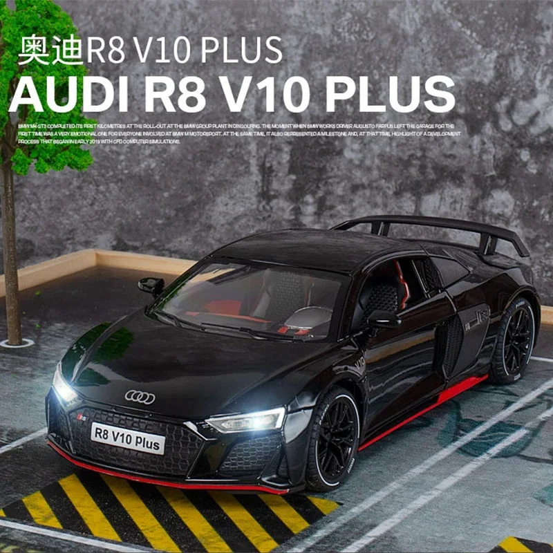 1:24 Audi R8 V10 Kids Toys Boys Diecast Alloy Model Car Miniature Metal Racing Supercar Vehicle Collect Gift for Children Hottoy