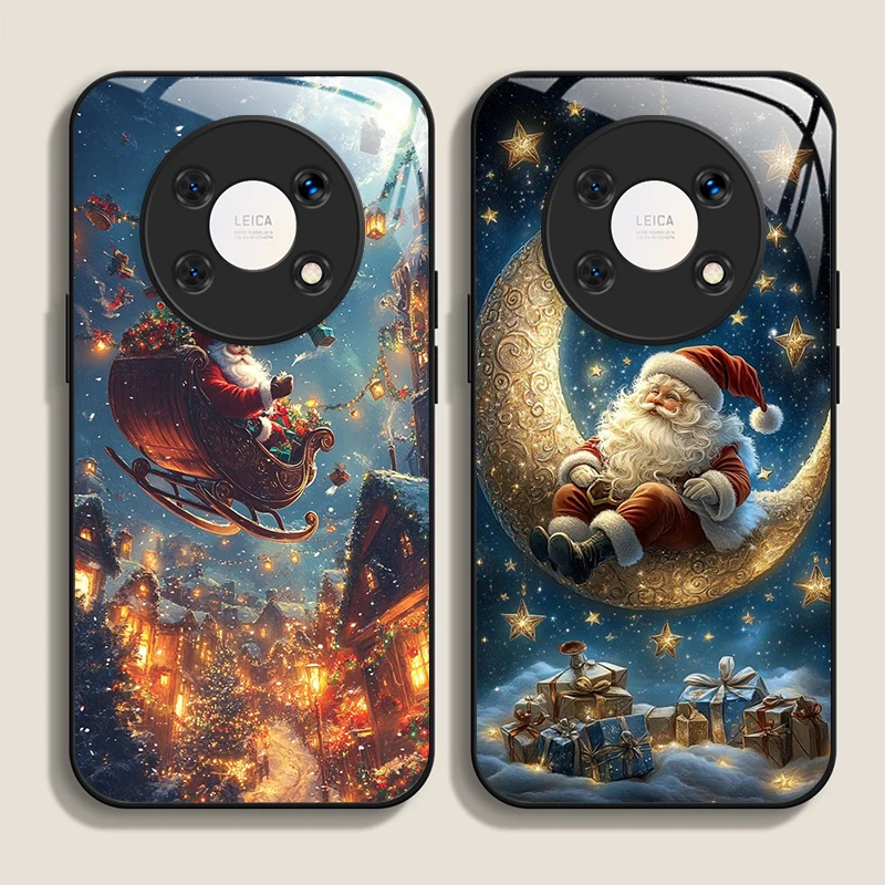 Милый рождественский чехол с рисунком Санта-Клауса из закаленного стекла для Huawei Honor 200 100 90 80 Pro Magic 7 Pro 6 5 Lite X8 X9 Cover Милый рождественский чехол с рисунком Санта-Клауса из закаленного стекла для Huawei Honor 200 100 90 80 Pro Magic 7 Pro 6 5 Lite X8 X9 Cover