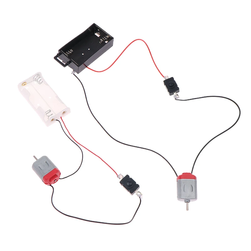 Black White 130 Motor Kit With 2xAA Battery Storage Case And Switch 16500 RPM Mini DIY Electronic Motor Circuit Models Kit