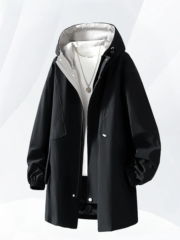 

Trendy Men's Fce Lined Hooded Jaet Autumn Winter Warmth Large Size Loose Fit Faion Urban Sle Polyester Fabric Windbr...