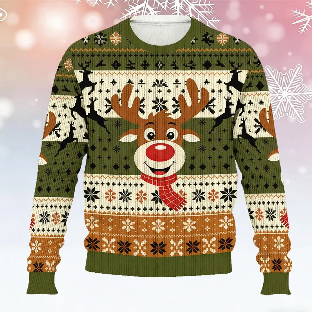 مضحك عيد الميلاد الرنة سترة قبيحة منسوجة الرنة الحزب بطاقات الثلج نمط سترة الموضة الرجال النساء عطلة الحزب جيرسي