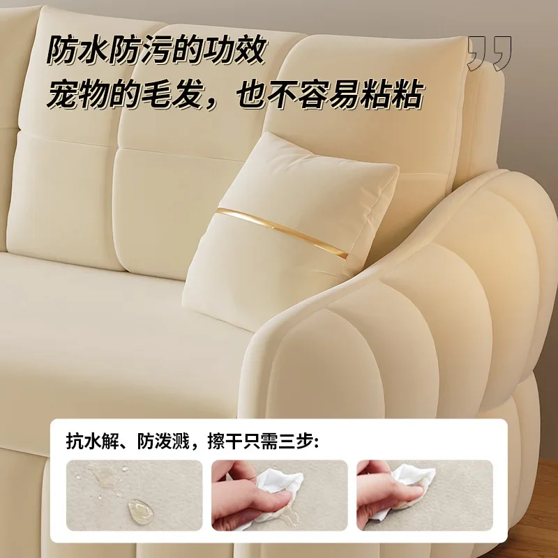 New skin-friendly cat claw velvet sofa bed small multifunctional living room folding dual-use storage online celebrity cream sof