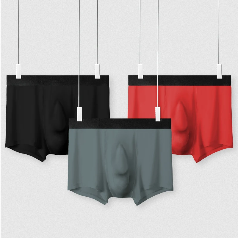 

3pcMen's ice silk seamless underpants, men's sports breathable flat trouser cuffs, men's summer thin and comfortable four-corner