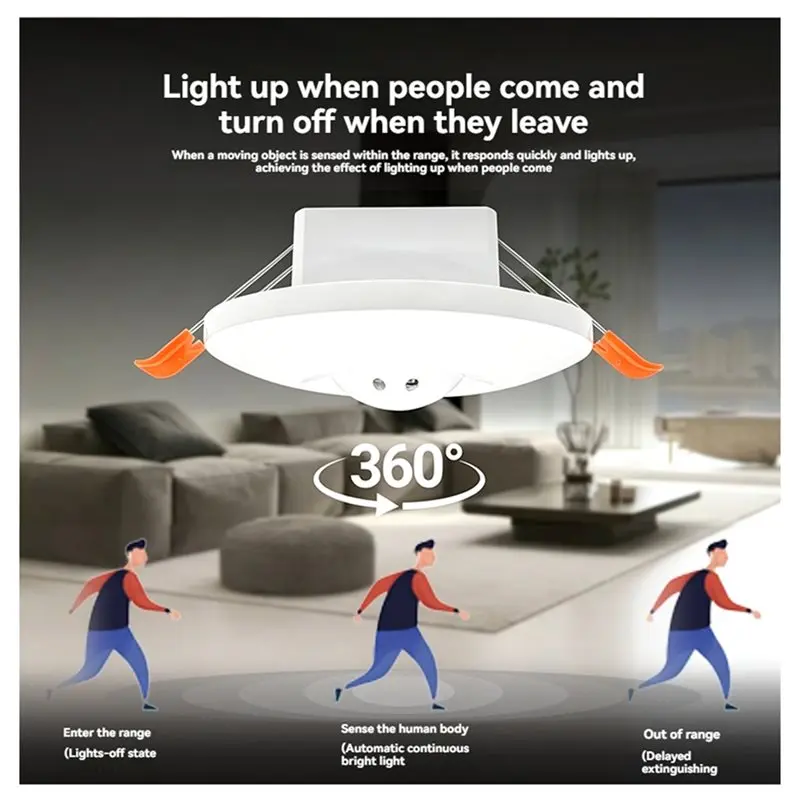 Ceiling Motion Detector Microwave Radar Sensor 360 Degree Switch For Commercial Applications