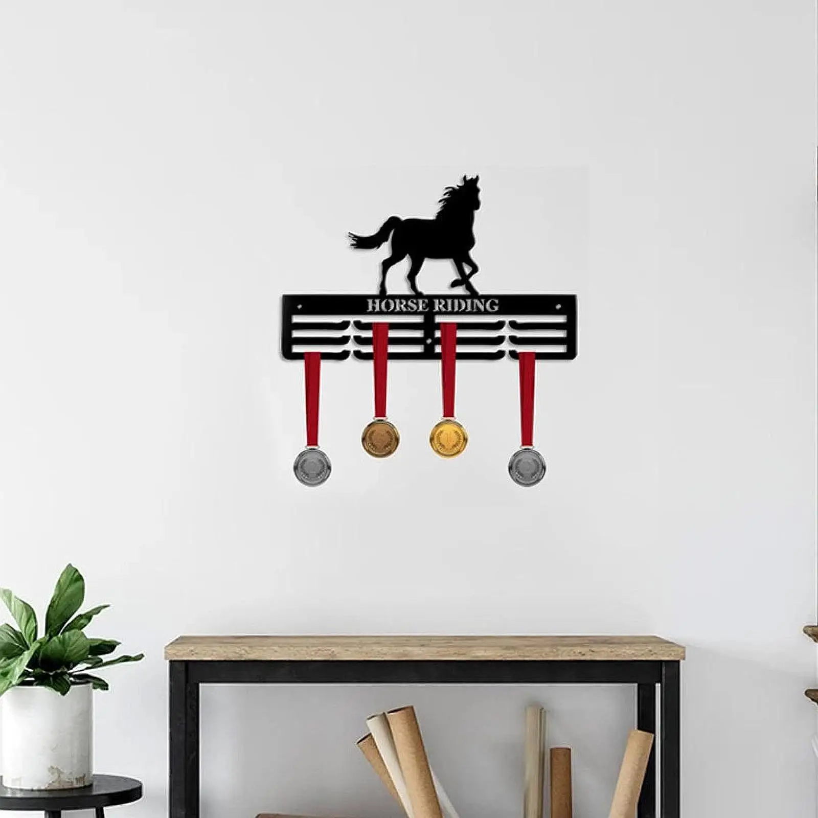 Medal Display Rack Equestrian Hurdles Sturdy Wall Mounted Medals Holder Frame Awards Rack for Sports Competition Home Display