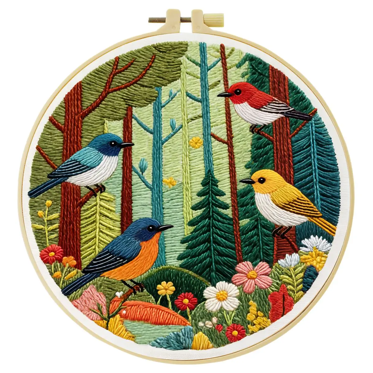 1 Stück 20X20CM/15X15CM 7,87/6,3 Zoll Wald-Stickerei-Starter-Kit DIY-Kit DIY-Stickerei-Set Handarbeits-Set für Anfänger – Detail 3