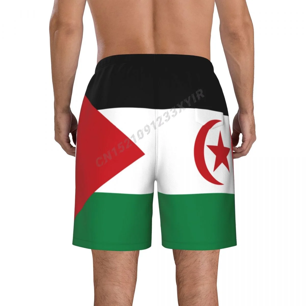 Summer Men's Sahrawi Arab Democratic Republic Flag Beach Pants Shorts Surfing M-2XL Polyester Swimwear Running