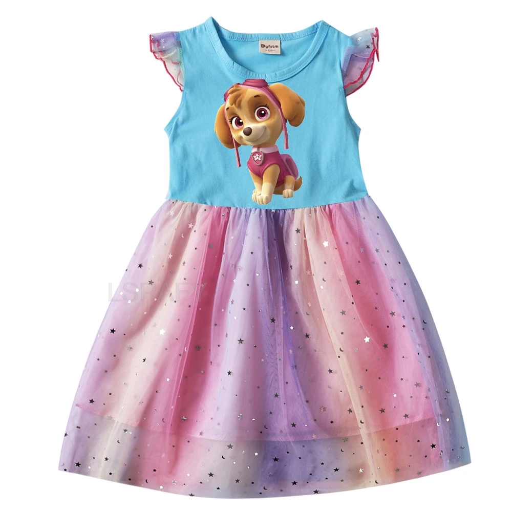 Children\'s Princess Dresses Girl Birthday Clothing Girls Cartoon PAW PATROL Dress Summer Cute Casual Kids Clothing Top Tee