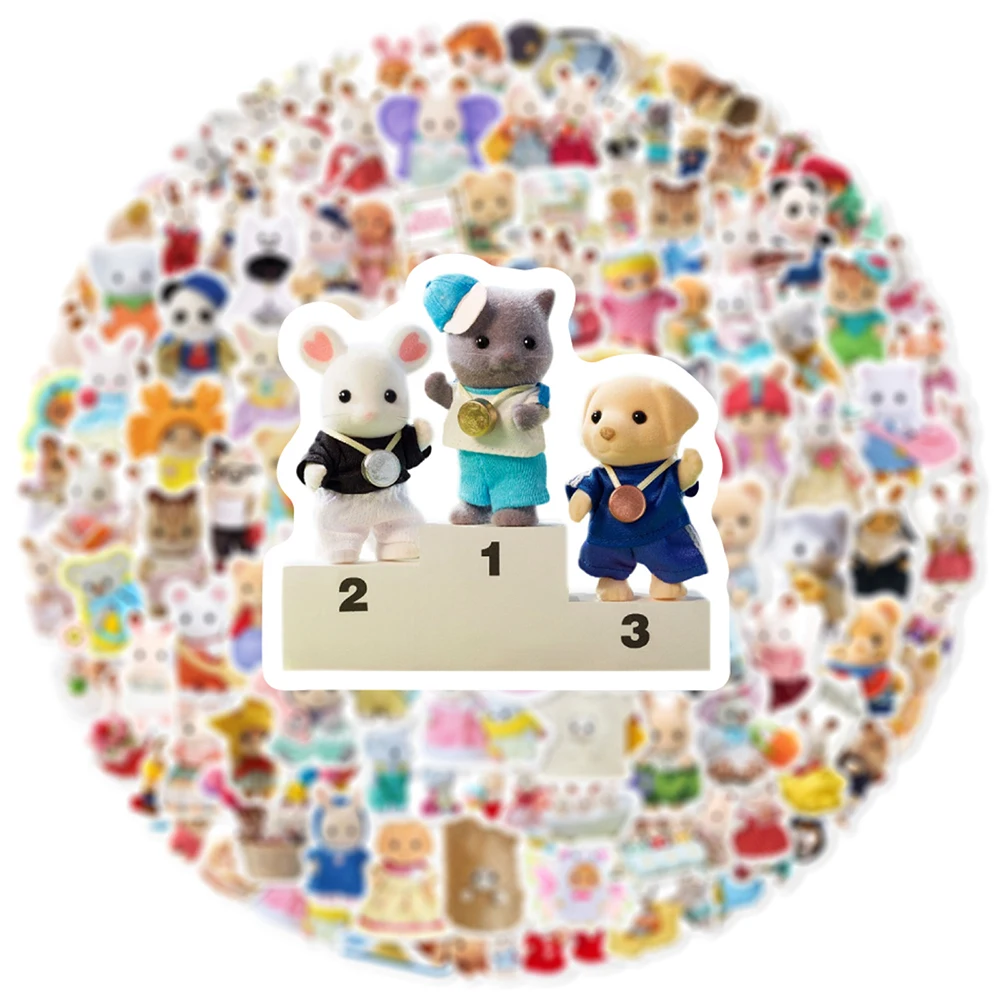 10/30/50/100PCS Kawaii Calico Critters Stickers Cartoon Toys Decals DIY Phone Laptop Scrapbook Bike Decoration Graffiti Kid Gift