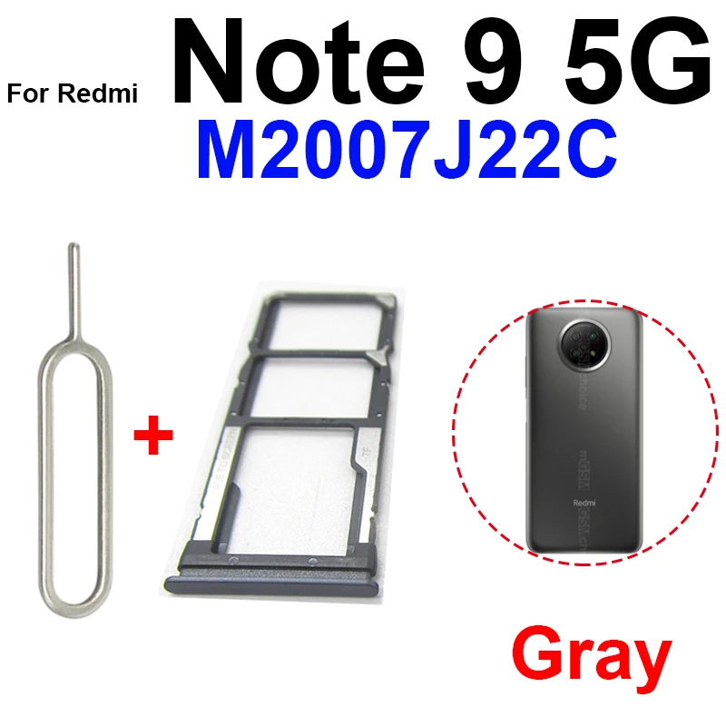 Sim Card Tray 4G 5G For Xiaomi Redmi Note 9 9S 9 Pro 4G 5G SIM Card Adapter Sim Card Reader Holder Repair Parts