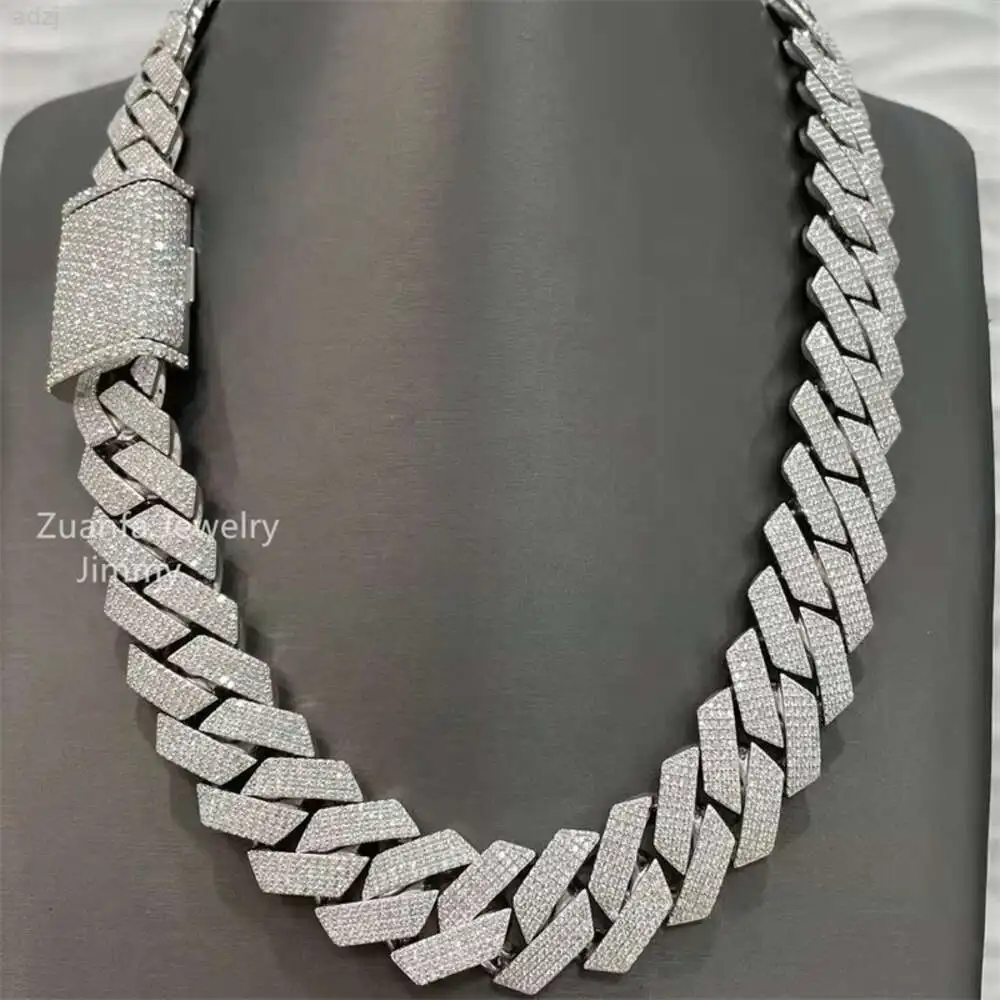 Customized 24mm Width 4row Heavy 500g Iced Out Jewelry Bust Down Moissanite Diamonds Cuban Link