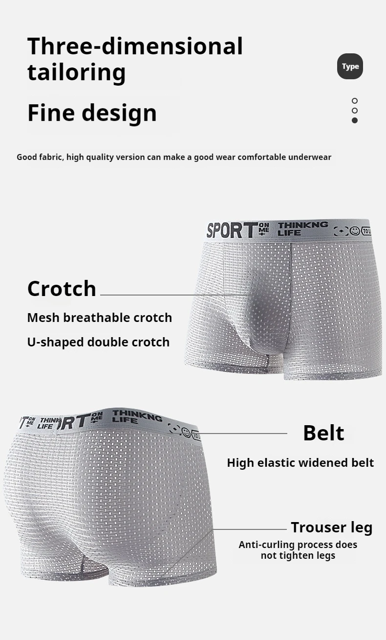 3pcs Men\'s Panties Boxers Men Underwear Boxer shorts Men Ropa Interior Hombre Calzoncillos Breathable Mesh Ice silk Men\'s Boxer