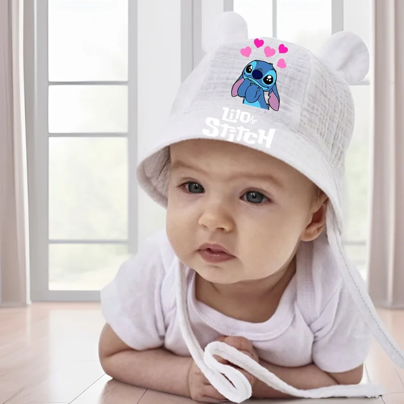 Lilo & Stitch Spring Autumn Baby Bucket Hat Cotton Fisherman Hats Kids Summer Toddler Boy Girls Panama Sun Cap Children 0-12M