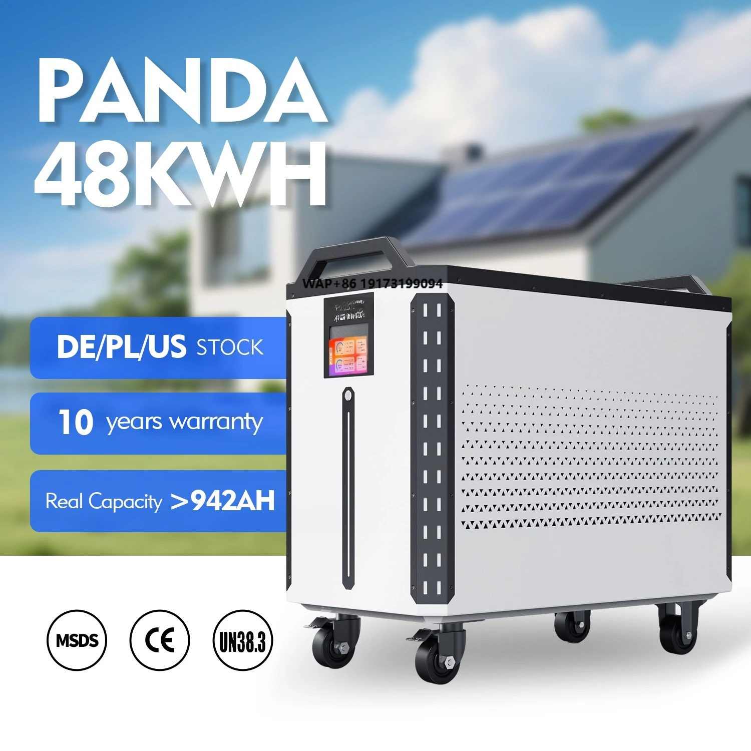 

Certified EU USA in Stock Docan Panda Series 48kWh 51.2V 942Ah 628Ah 314Ah Vertical LiFePO4 Solar Energy System Battery Pack