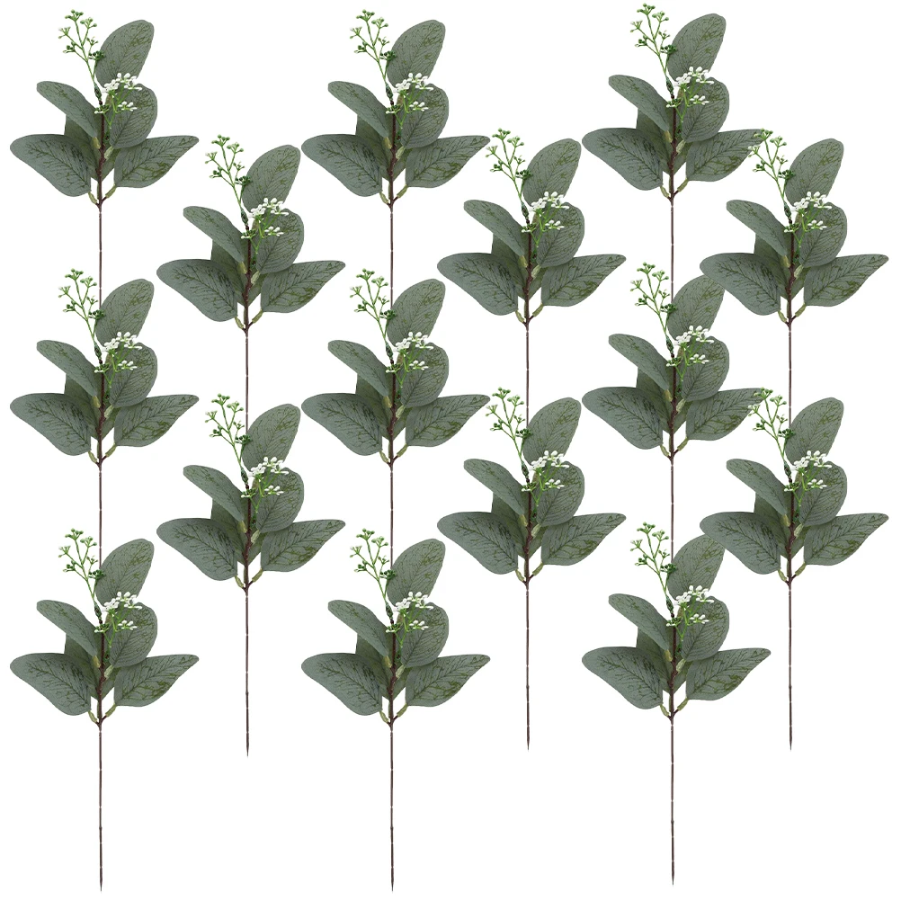 

24 Pcs Artificial Eucalyptus Leaves Stems Faux Decorations Leaf Picks Realistic GreenEucalyptus Branch Plant naments Room