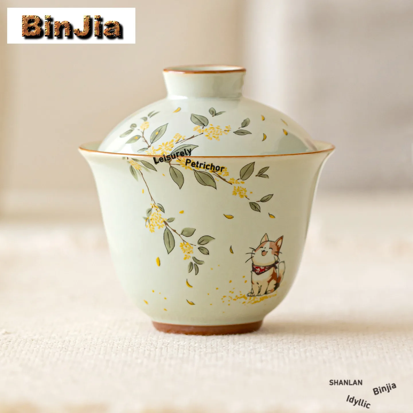 

100 мл ручная роспись с изображением котенка Гавань, антикварная чайная варенька, чайная чаша с крышкой, комплект чайника, крышка, миска, принадлежности для чайной посуды, ремесло