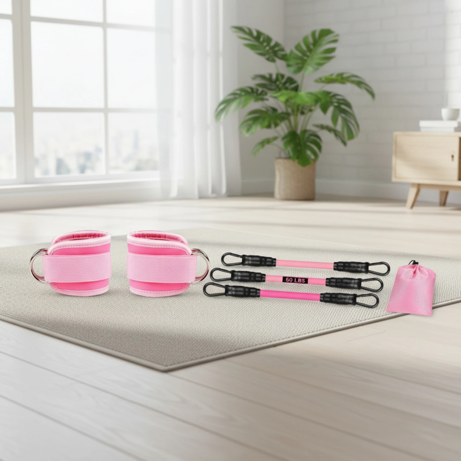 Ankle Resistance Band Adjustable Resistance Band with Ankle Cuffs Workout Equipment Elastic Portable for Fitness Enthusiasts