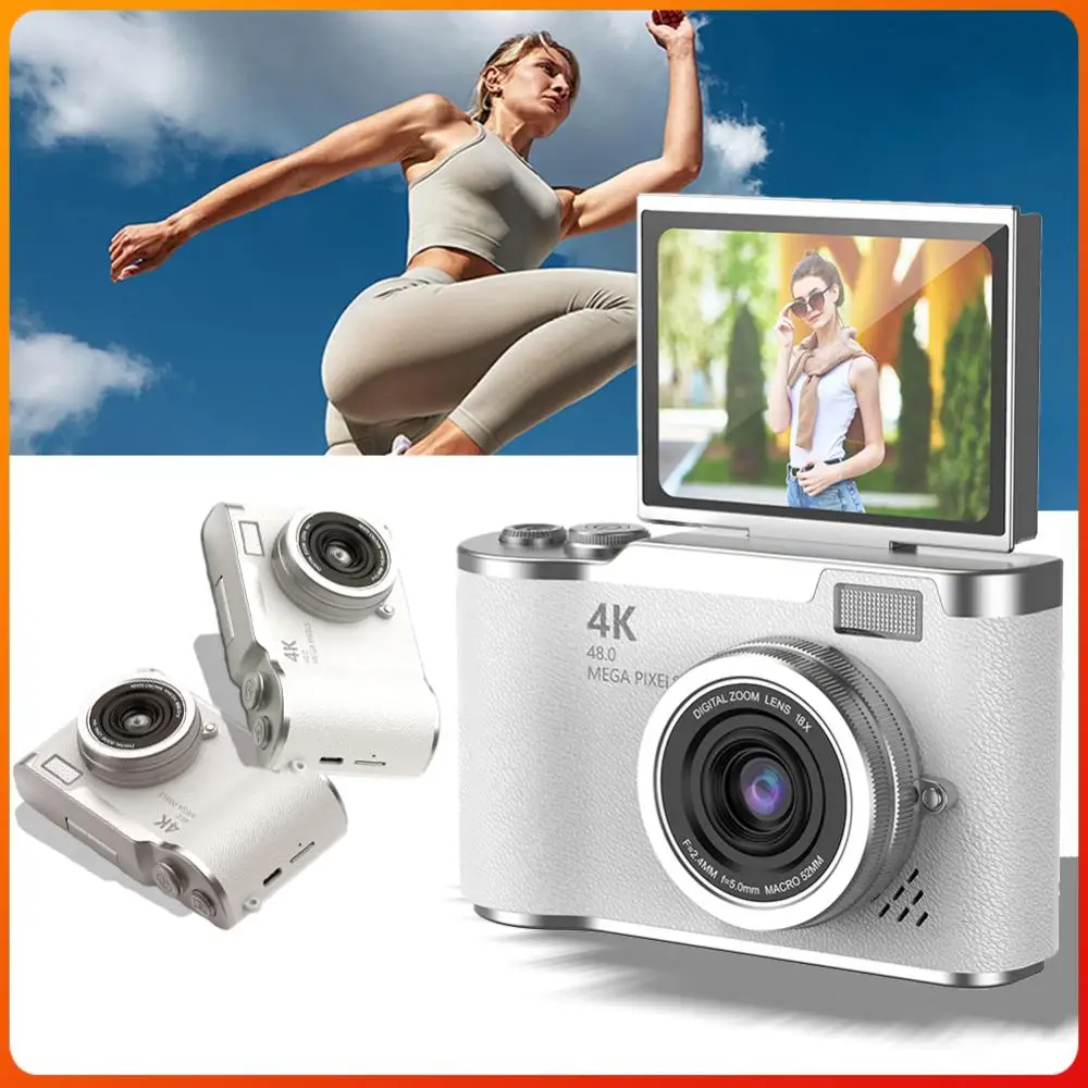 

4K Digital Camera 48MP Portable CCD Camera 8X Zoom Compact Small Camera 180 Flip Screen Video Camcorder for Teens Adult Beginner