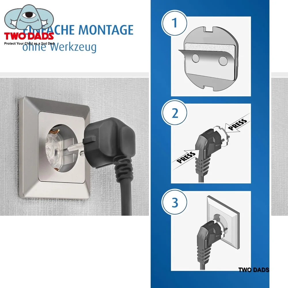 Child Safety Socket Cover - Rotatable Adhesive Baby Proof Plug Protector for European Schuko Outlets, Anti Oil Dust Resistant