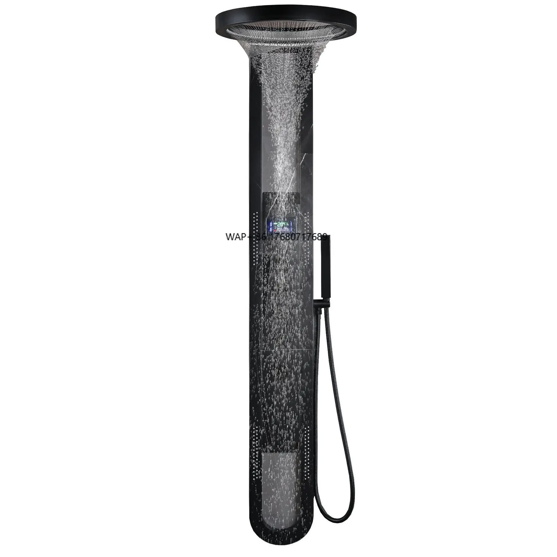 

2024 Tiktok Hot Sale Brushed Black Stainless Steel Wall Mounted Multifunction Bathroom Waterfall Rainfall Thermostatic Shower