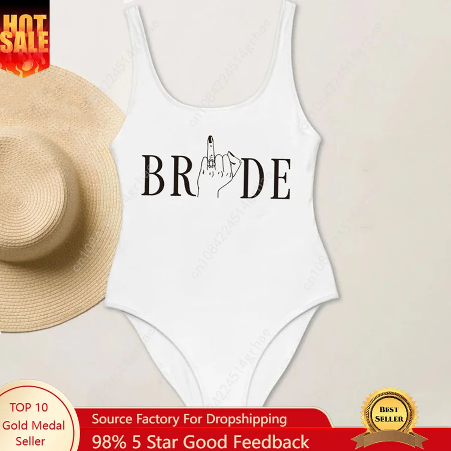 

Bride Tribe Ring Print One Piece Swimsuit Women Swimwear High Cut Low Back Sexy Bodysuit Bachelor Party Bathing Suit Swimsuits