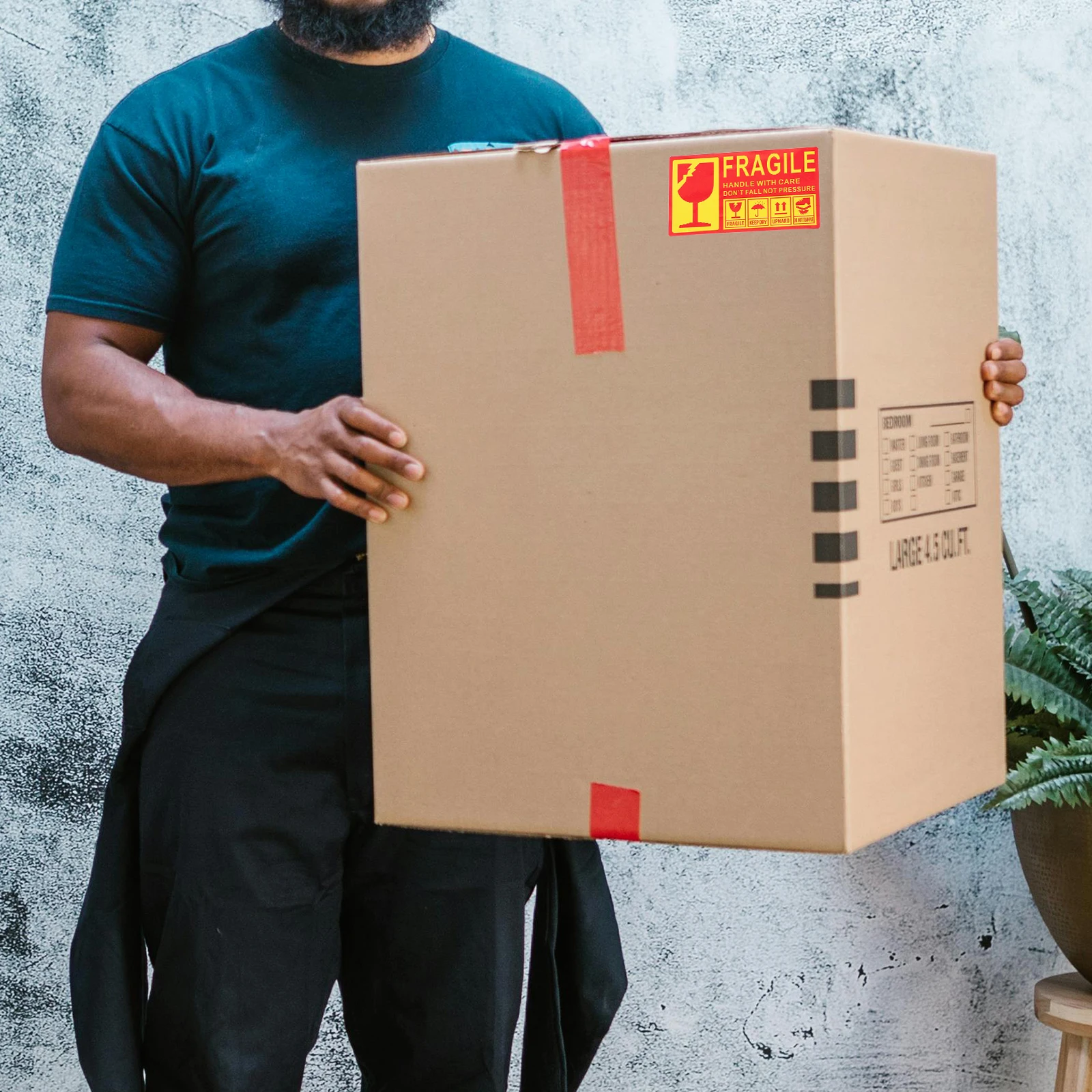 

300pcs Fragile Warning Stickers Handle With Care Shipping Labels for Glass Ceramics Electronics Wood Pulp Heavy Duty