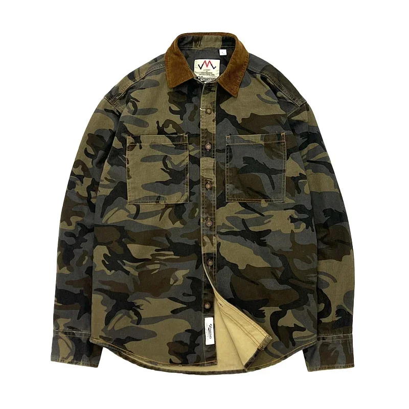 

Сделать старую хлопковую камуфляжную рабочую рубашку, мужскую вельветовую куртку в стиле милитари с лацканами в стиле пэчворк