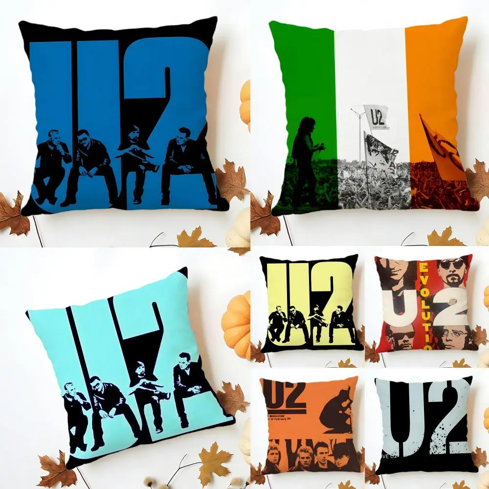 Iconic Anthemic Rock Band U-U2 Mans Cushion Cover Washable Linen Pillowcase Soft  for Sofa Bed Cozy Home Room Decor