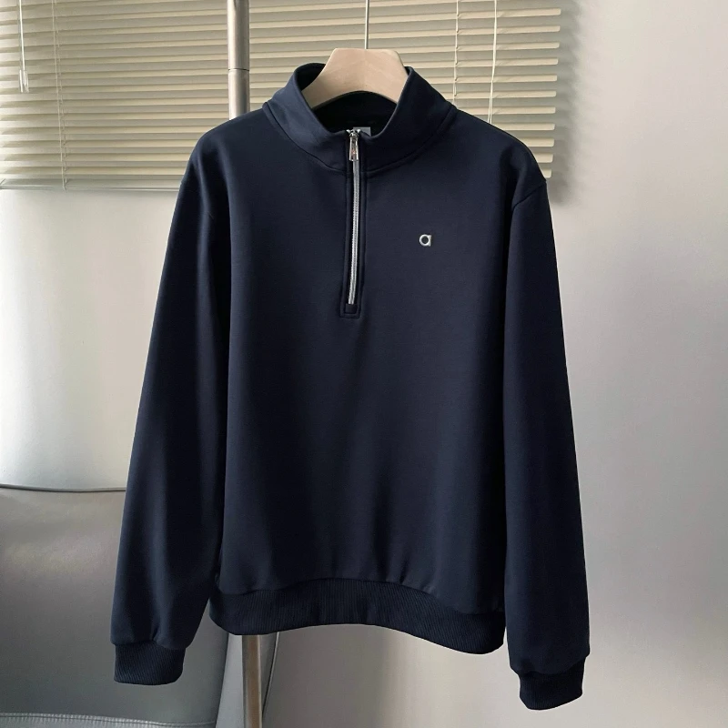 

Women Cotton Running Fitness Sports Pullover Stand Collar Half-zip Sweatshirt 2025 Winter Leisure Loose Fit Cycling Hoodies