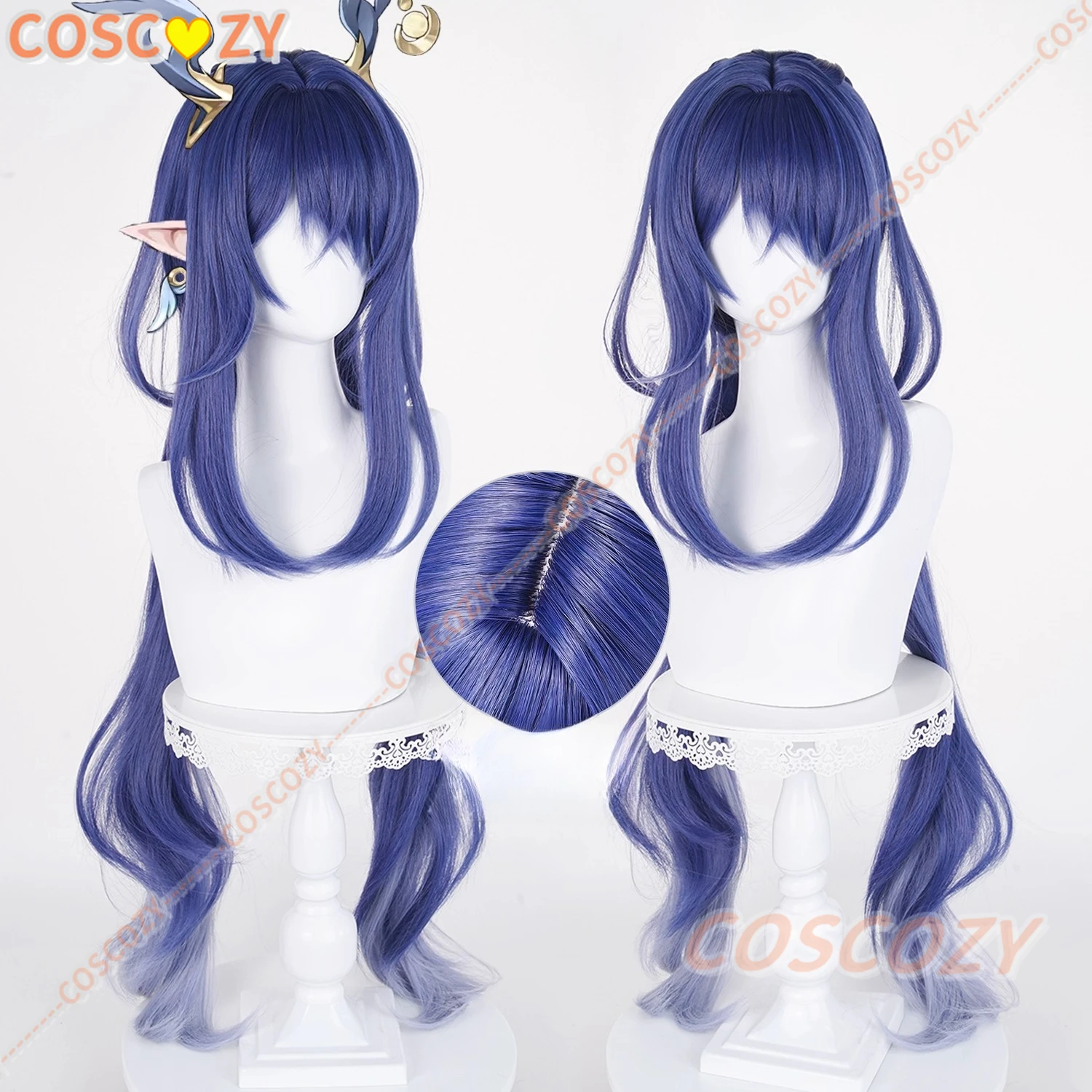 

Game Genshin Impact Lauma Cosplay Wig Lauma Long Hair Bluish Violet Highlights Wig For Hallowmas Party Adult Women Men Props