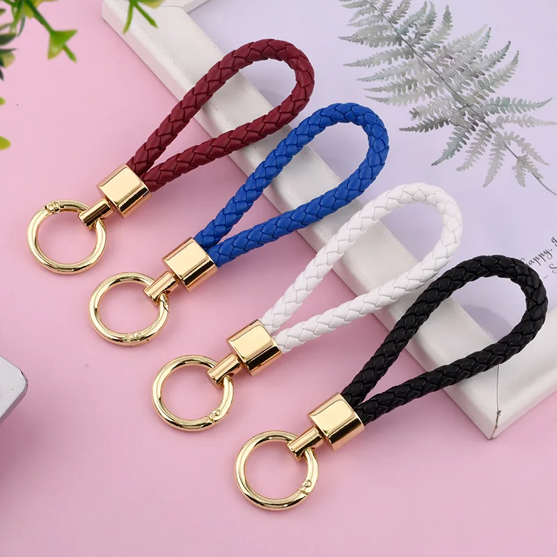 Exquisite Multicolor Originality Keychain Unisex Bag Ornament Fashion Car Key Chain Hand Woven Leather Rope Keyring Lovers Gift