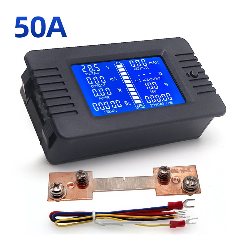 battery capacidade tester resistance indicator tensao de eletricidade energia atual amp lcd voltimetro pzem015 50a 18650 01