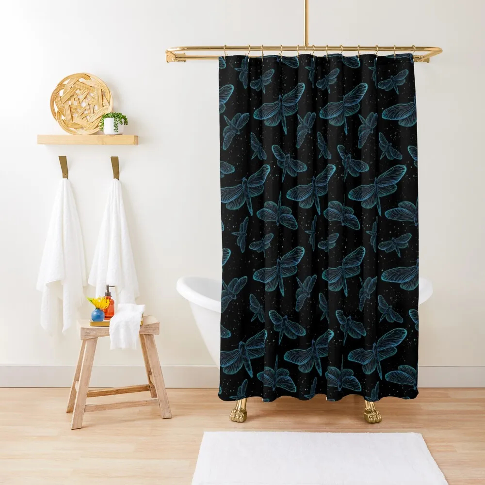 

Blue moth Shower Curtain Bathroom And Shower Products Waterproof Fabric Bathroom Curtain