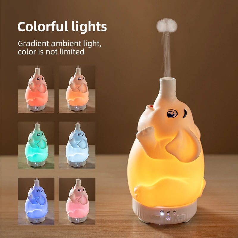 2026年のかわいい象の形をしたledライト付きディフューザー、寝室用アロマセラピーに