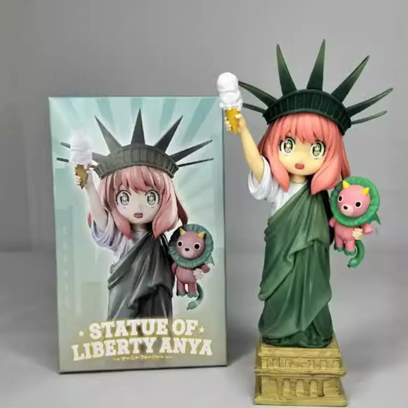 Statue Of Liberty Ania 19 Cm Handmade Gift Anime Creative Case Desktop Ornament Anime Action Figure Figures Collection Model