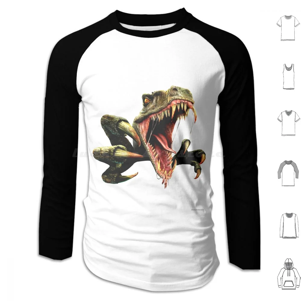 Velociraptor Dinosaur Hoodies Long Sleeve Park Dinosaur Prehistory Jungle Animals Cinema Action Original Brachiosaurus