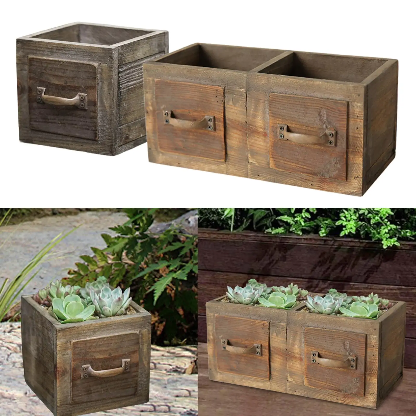 Wooden Planter Box Flower Pot Stable Multifunctional Decorative Floral Decor for
