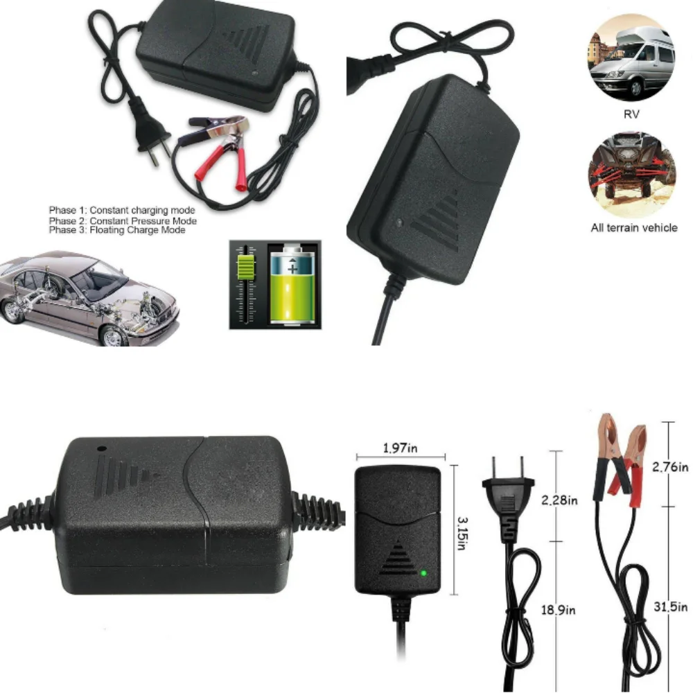 12V 1.5A Automatic Fast Motorcycle Charger For AGM Gel Lead Acid Battery 1.3AH 5AH 7AH 12AH 20AH With Indicator EU US Plug